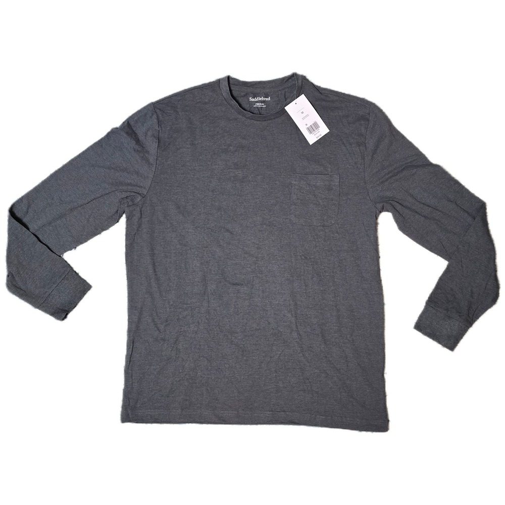 Saddlebred Mens Gray Long Sleeve Pocket T Shirt Size Medium NWT (AE)